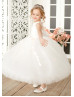 Ivory Lace Tulle 3D Flowers Country Flower Girl Dress